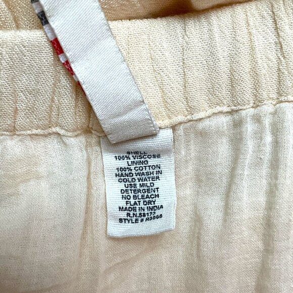 RAGA Size M Maxi Skirt Cream Gauze Flowy Beach Drawstring Tiered Lined Cotton - Picture 11 of 11